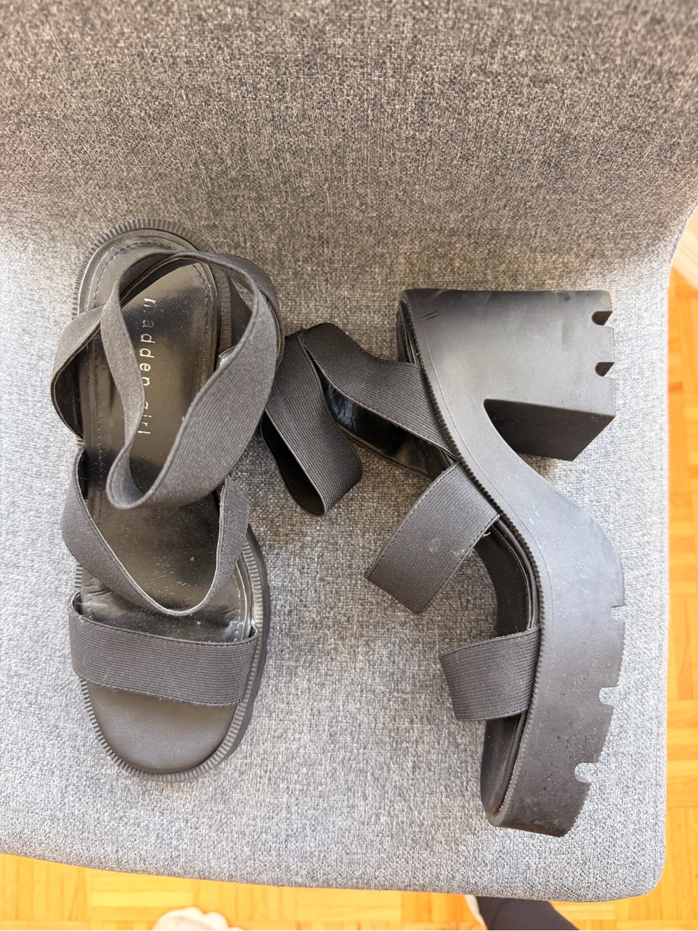 Madden Girl Black Chunky Platform Sandals